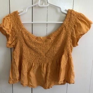 Style Envy Yellow Off the Shoulder Crop Top